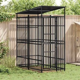 Dog Kennel Black Powder-coated steel 19.8 sq ft Durable